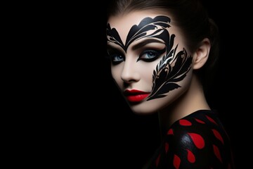 A beautiful woman with face art