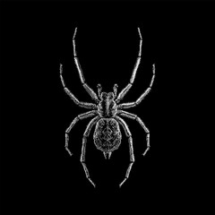 Hobo Spider hand drawing vector isolated on black background.