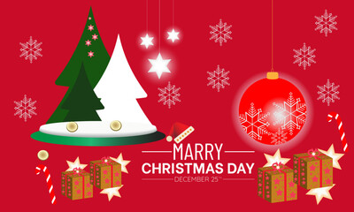 Christmas Day Celebration banner. Joyful Holiday Xmas Party Concept with Festive Decorations, Gifts, and Merry Traditions. background, banner, card, poster design, greeting cards.