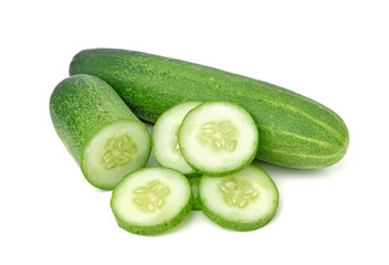 Cucumber sliced isolated on white background