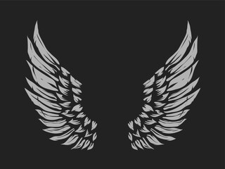 A pair of bird wings. Angel. Vector illustration for tattoo.