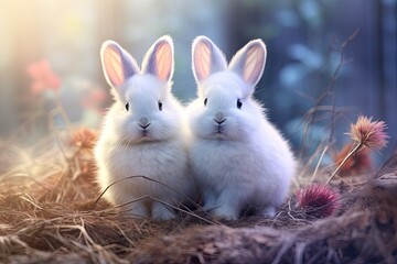 Easter Bunnies Wallpaper: Grainy Blurred Gradient Background for Festive Vibes