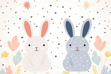 Easter Bunnies Wallpaper: Modern Dotted Background, Seamless and Stylish