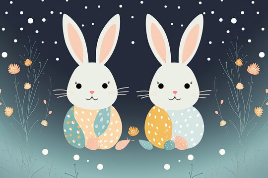 Easter Bunnies Wallpaper: Modern Dotted Background - Seamless HD Images