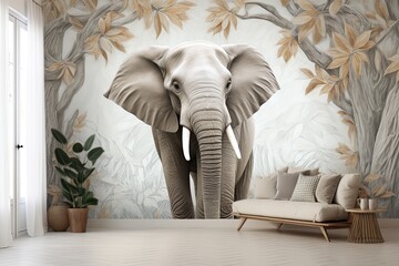Elephant Wallpaper: Captivating Matte Glass Effect for a Stunning Home D�cor