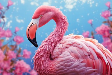 Exotic Bird Design in Flamingo Pink: Vibrant Feathers & Tropical Elegance