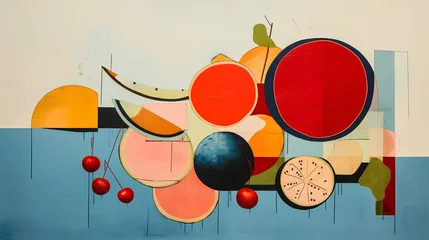 Fotobehang Abstract art print of fruit painted on canvas © Ahmad