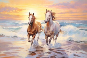 Horses Running on Beach: Inspiring Tropical Horseback Adventure, Seascape Horizon