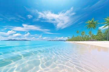 Fototapeta na wymiar Inspire Tropical Beach Seascape Horizon: Exquisite Tropical Holiday Beach Banner
