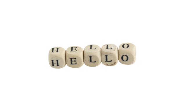 the word Hello on some wooden cubes