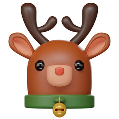 Reindeer Christmas 3D render icon set Festive icon