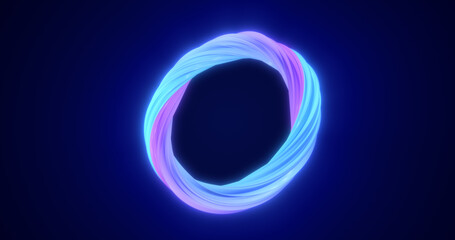 Abstract blue energy magic bright glowing spinning ring of lines, background