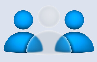 User gradient blur button with glassmorphism 3D icon design. Vector illustration.