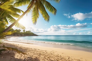 Fototapeta na wymiar Nature Landscape View: Beautiful Tropical Beach and Sea in Sunny Day - Beach Landscapes