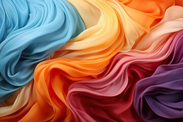 Abstract rolls colorful silk cloth background