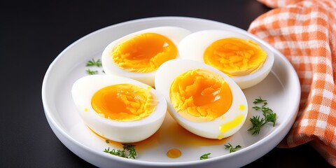 half-boiled egg on a plate
