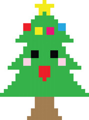 Christmas tree pixel art vector