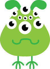funny green monster vector image