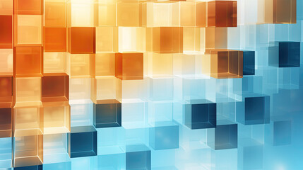 Texture background with random 3d cubic crystal boxes in bright blue and yellow colors
