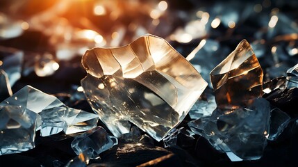 a close up of a bunch of broken glass