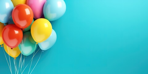 colorful balloons on a light blue background