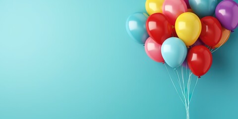 colorful balloons on a light blue background