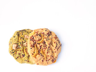 Homemade healthy vegan cookies on white background