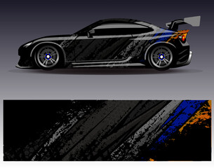 Car wrap design vector.Graphic abstract stripe racing background designs for vehicle, rally, race, adventure and car racing livery