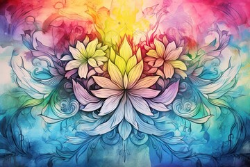Psychedelic Wallpaper: Vibrant Watercolor Background - A Kaleidoscope of Colors!
