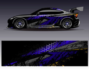 Car wrap design vector.Graphic abstract stripe racing background designs for vehicle, rally, race, adventure and car racing livery