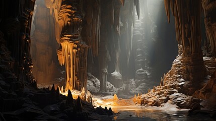burning candles in the cave - obrazy, fototapety, plakaty