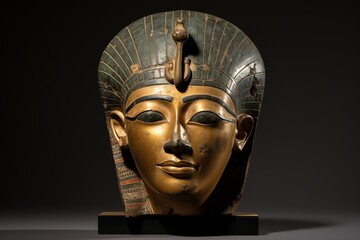 Ancient Egyptian Funeral Mask Pharaoh in Museum Display