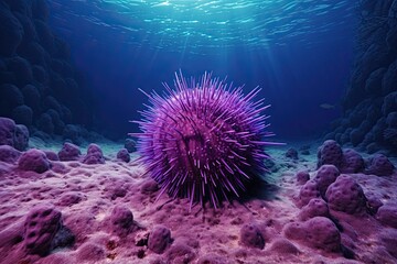 Naklejka na ściany i meble Sea Urchin Purple Color: Stunning Ocean Texture Design for a Vibrant and Elegant Touch