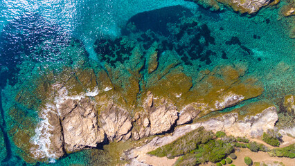 Vue aérienne de la Côte d'Azur, mer Méditerranée, St Tropez, Fréjus, Les Issambres