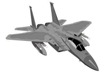 F-15C Air Superiority Fighter Editable Vector Illustration - For Patches, Banners and Posters