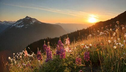 Glorious Sunrise Over Mountain Meadow