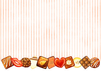 美しいチョコレートとストライプ柄の背景