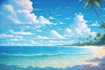 Sunny Day Beach: Inspire Tropical Beach Seascape Horizon Digital Image