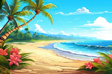 Obraz premium Vacation Travel Holiday Beach Banner Image: Sunny Day Beach - Idyllic Paradise for Your Dream Getaway