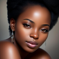 Portrait of a beautiful young black woman.  Generative AI