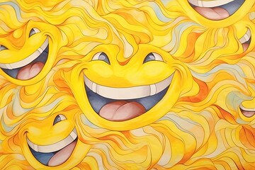 Wallpaper Smiley Face: Fragment of Artwork with Wavy Paper Pattern - SEO-Optimized Digital Image