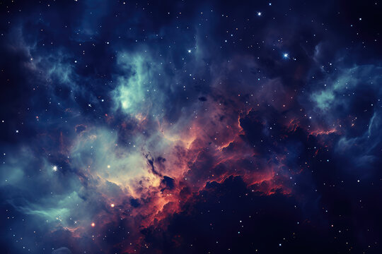 Infinite Space Background With Nebulas And Stars. High Quality Photo