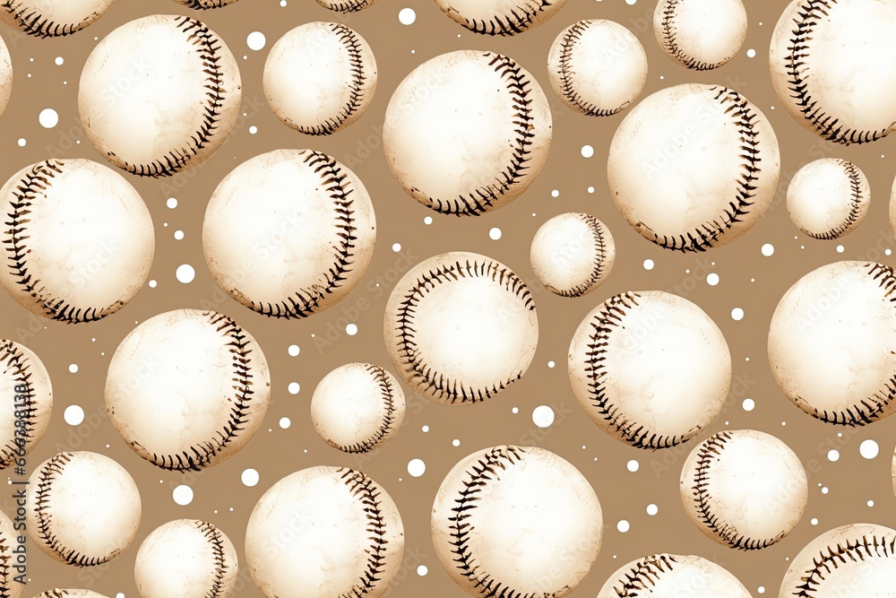 Wall mural Softball Wallpaper: Seamless Modern Dotted Background for a Sporty Vibe