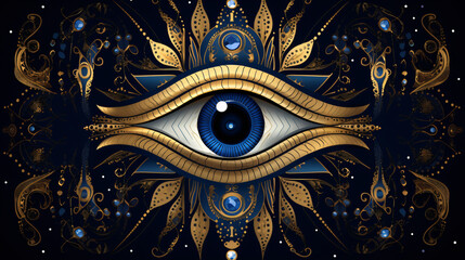 Cosmicevil eye magic witchcraft occult symbol line - obrazy, fototapety, plakaty