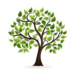 Obraz premium Nature artistry. Green leaf illustration. Summer palette. Vibrant tree icon design. Symbol of growth. Spring trees silhouette. Seasons unveiled