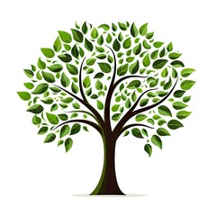 Fototapeta premium Nature artistry. Green leaf illustration. Summer palette. Vibrant tree icon design. Symbol of growth. Spring trees silhouette. Seasons unveiled