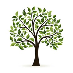 Obraz premium Nature artistry. Green leaf illustration. Summer palette. Vibrant tree icon design. Symbol of growth. Spring trees silhouette. Seasons unveiled