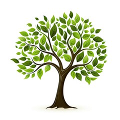 Fototapeta premium Nature artistry. Green leaf illustration. Summer palette. Vibrant tree icon design. Symbol of growth. Spring trees silhouette. Seasons unveiled