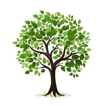 Nature artistry. Green leaf illustration. Summer palette. Vibrant tree icon design. Symbol of growth. Spring trees silhouette. Seasons unveiled