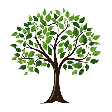 Nature artistry. Green leaf illustration. Summer palette. Vibrant tree icon design. Symbol of growth. Spring trees silhouette. Seasons unveiled